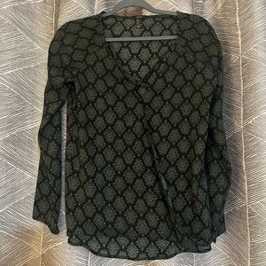 💙 Damask pattern long sleeve blouse